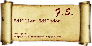 Füller Sándor névjegykártya